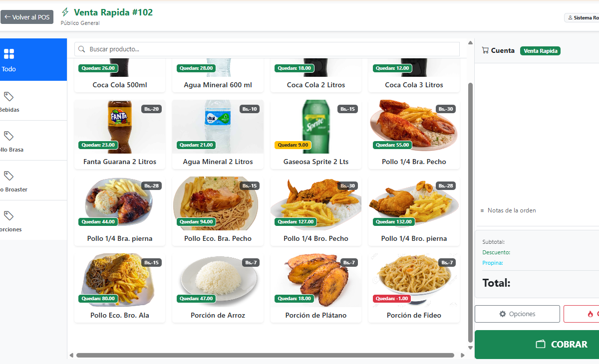 El sistema POS Web